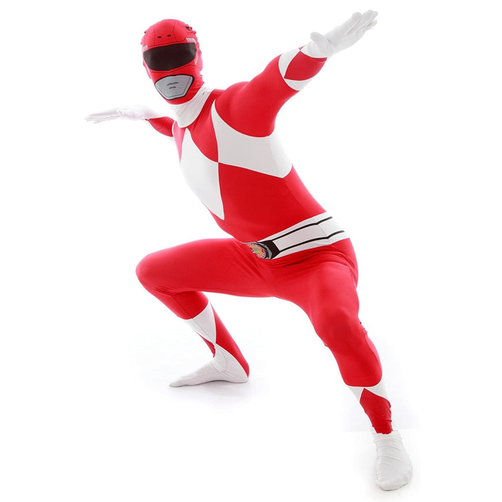 Morphsuits Adult Red Power Ranger Morphsuit Mens Superhero Fancy Dress Costume Halloween Red XL