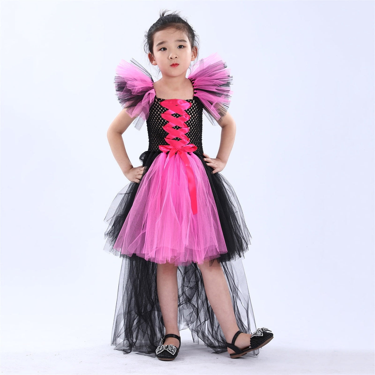 HNMKIU Halloween for Girls Toddler Kids Baby Girls Magnificent Witch Halloween Black Gown Fancy Dress Up Cosplay Party Tutu Dress Dresses E - 18-24 Months