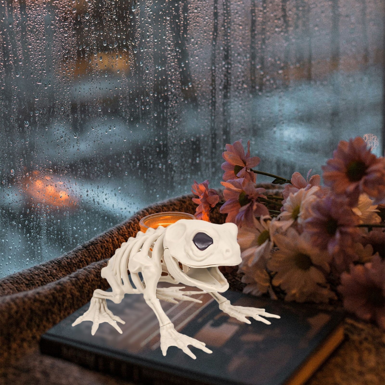 amlbb Halloween Decoration Halloween Skeleton Horror Decorations Simulation Animals Skeleton Ornaments Bar Decoration Frogs Skeleton on Clearance