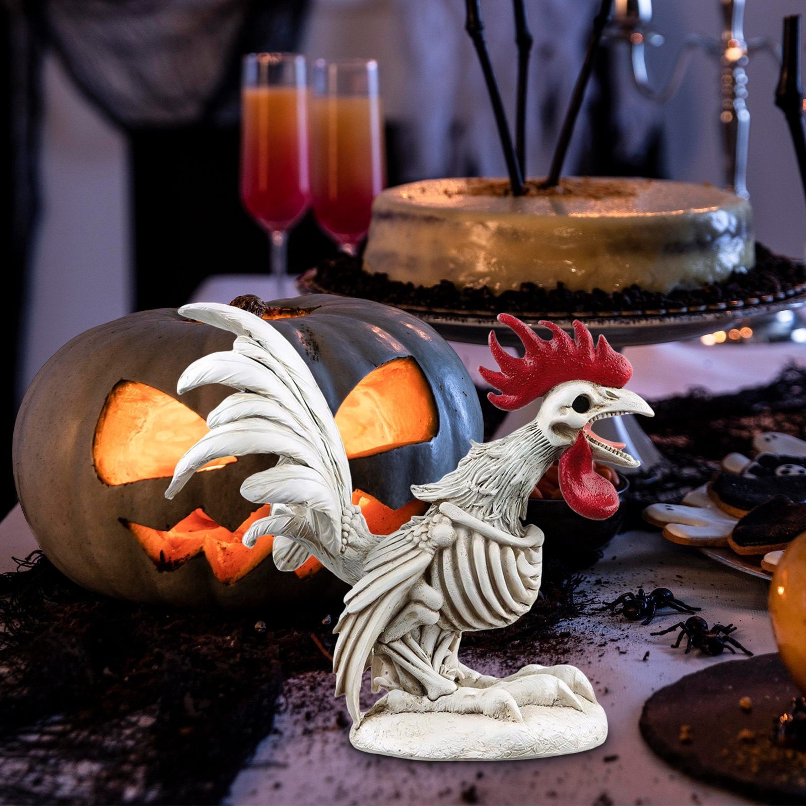 amlbb Halloween Decoration Halloween Skeleton Horror Decorations Simulation Animals Skeleton Ornaments Bar Decoration Frogs Skeleton on Clearance