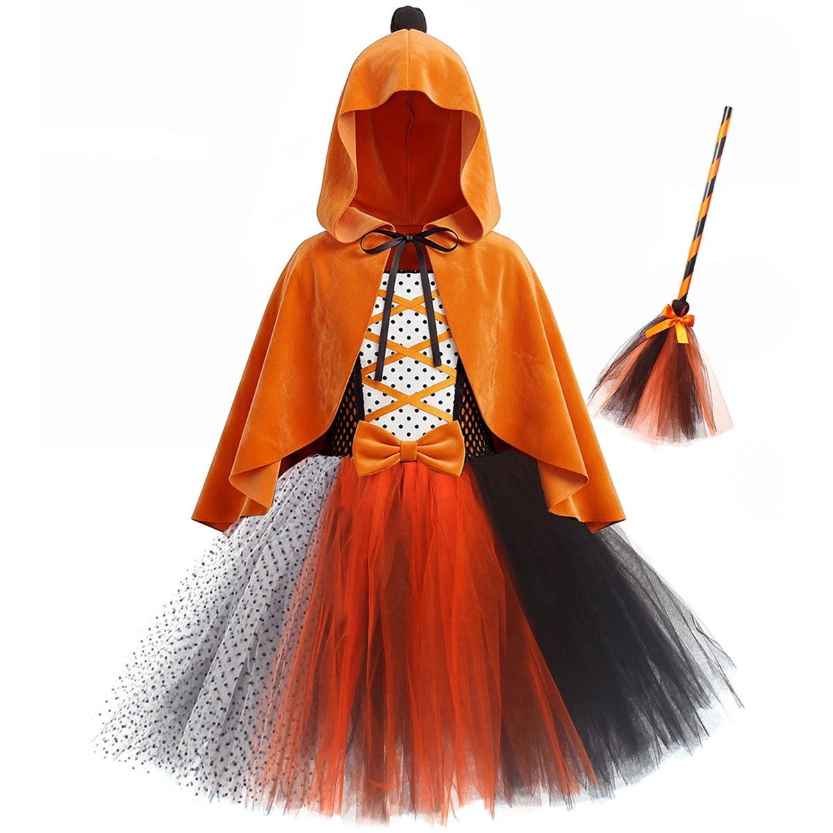 Girl Witch Tutu Dresses Cape Witch Outfit Set Halloween Dress up Party Girls Size 2-12 Years