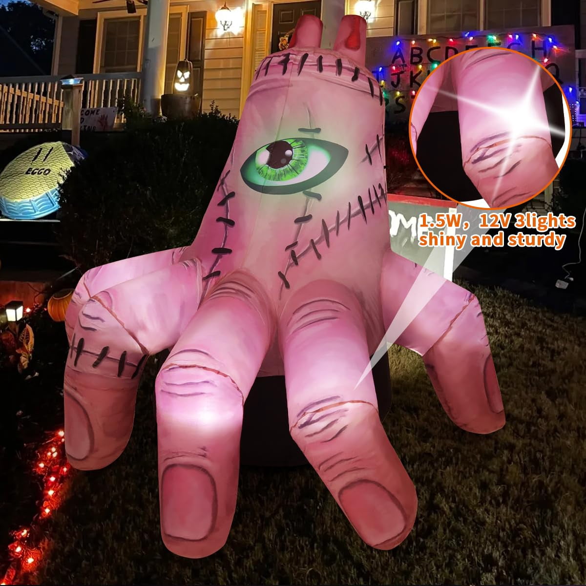 COMIN 6 FT Halloween Inflatables Hand Outdoor Decorations Scary Blow up Hand with Built-in LEDs for Indoor Party Garden Lawn Yard Decor