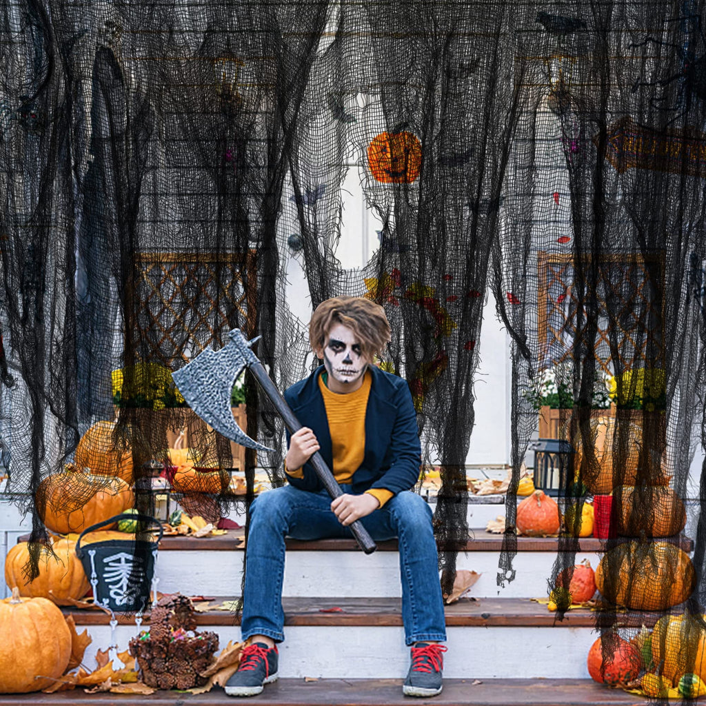 EBaokuup 500 x 39 Inch Black Halloween Creepy Cloth, Gauze Fabric Decoration for Haunted House
