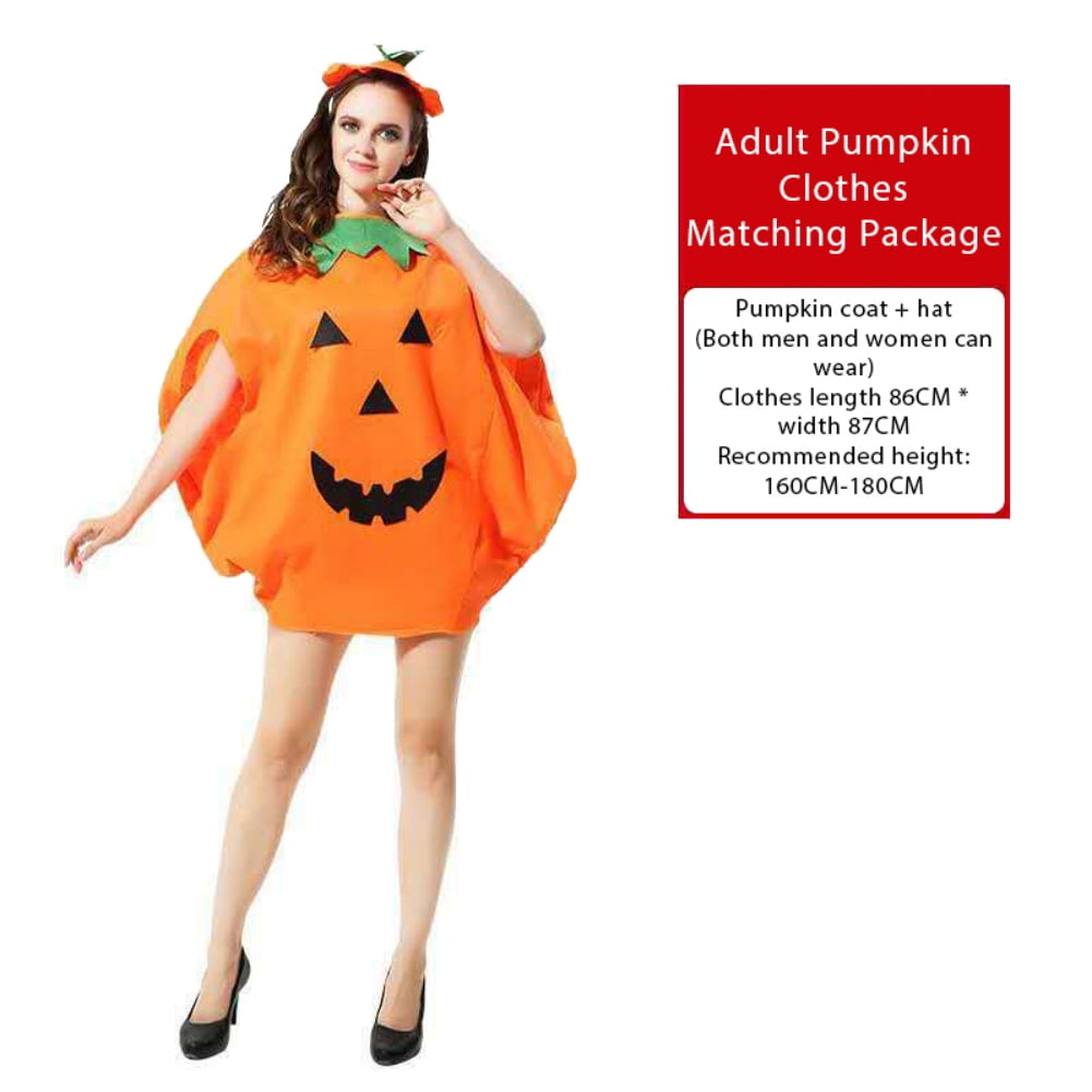 Halloween Women Men Pumpkin Costume Pumpkin Outfit Cosplay Party Clothes With A Hat,A Bag
