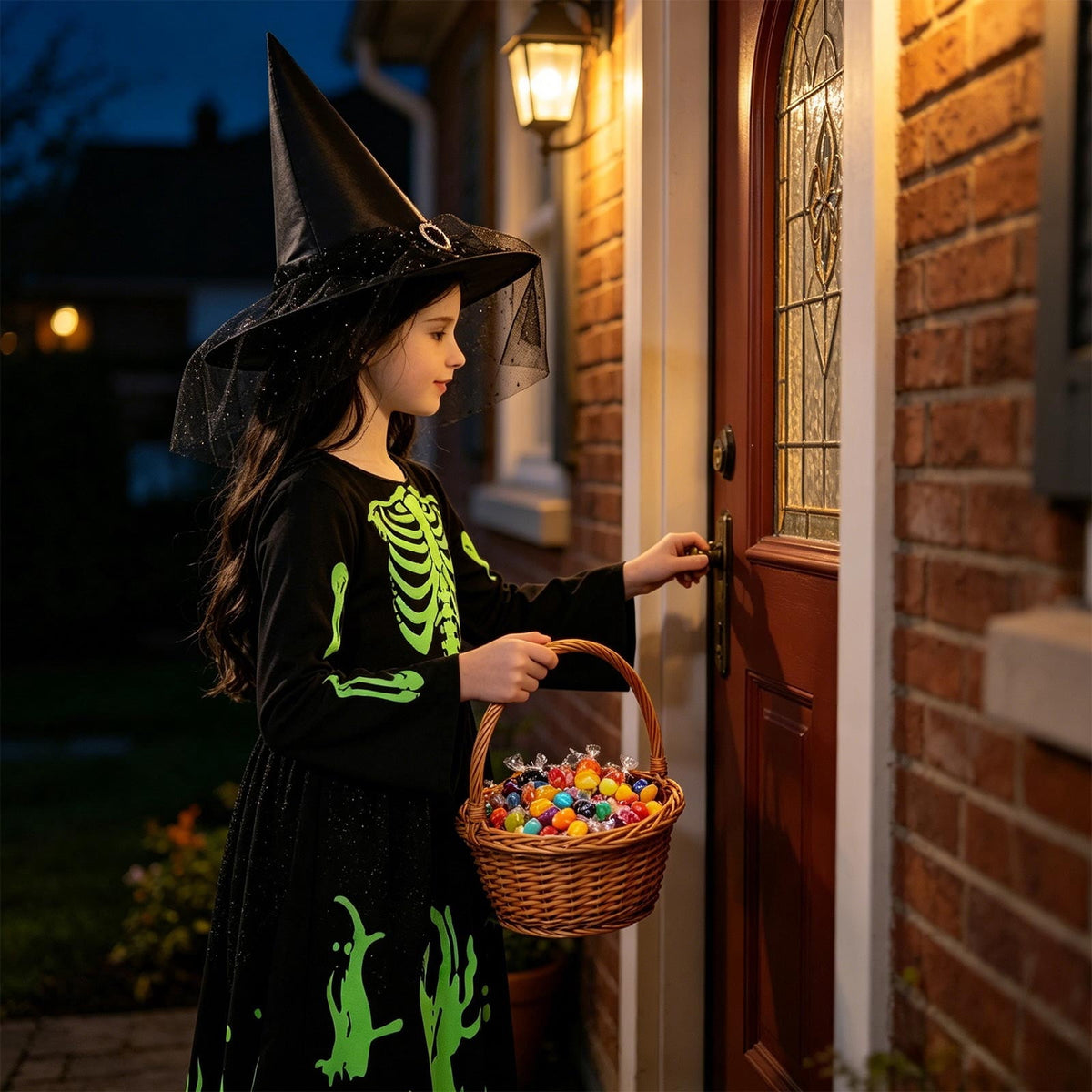 Spooky Skeleton Costume for Kids, Glow in The Dark Halloween Bone Outfit for Boys and Girls, Creepy Role Play Cosplay Dress for 4-8 Years Old