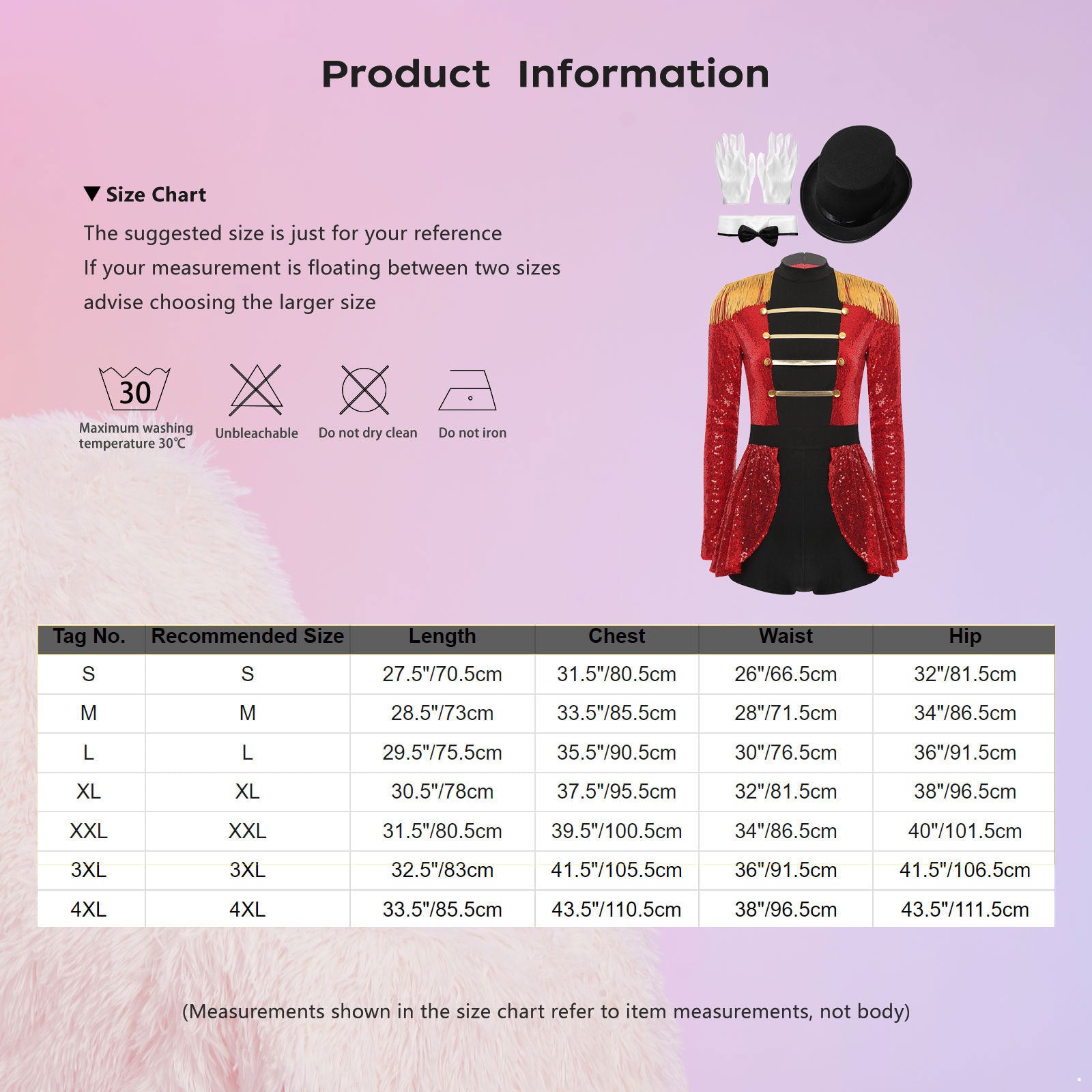 iiniim Womens Ringmaster Costume Circus Ring Leader Outfit Master Lion Tamer Fancy Bodysuit Black 4XL