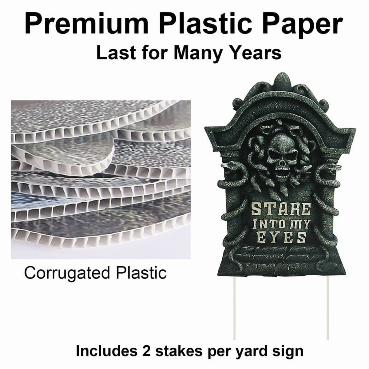 DUNCHATY 10-Pack Halloween Tombstone Decor Set - Graveyard Scene with Plastic Stakes, Weatherproof Haunted House Yard Display for Pathways & Lawns
