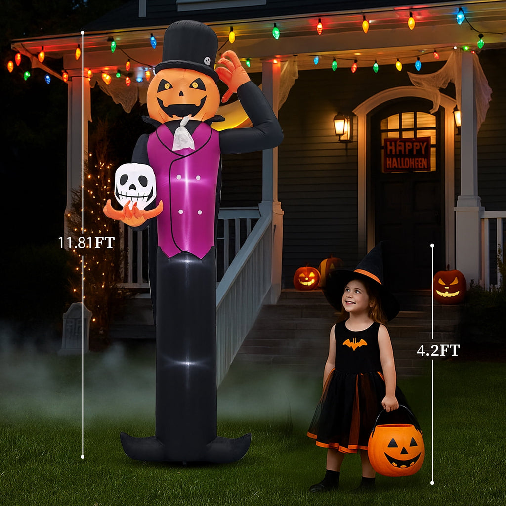 Ktaxon 12' Halloween Inflatables Outdoor Halloween Decoration Giant Pumpkin Man Blow up Decor