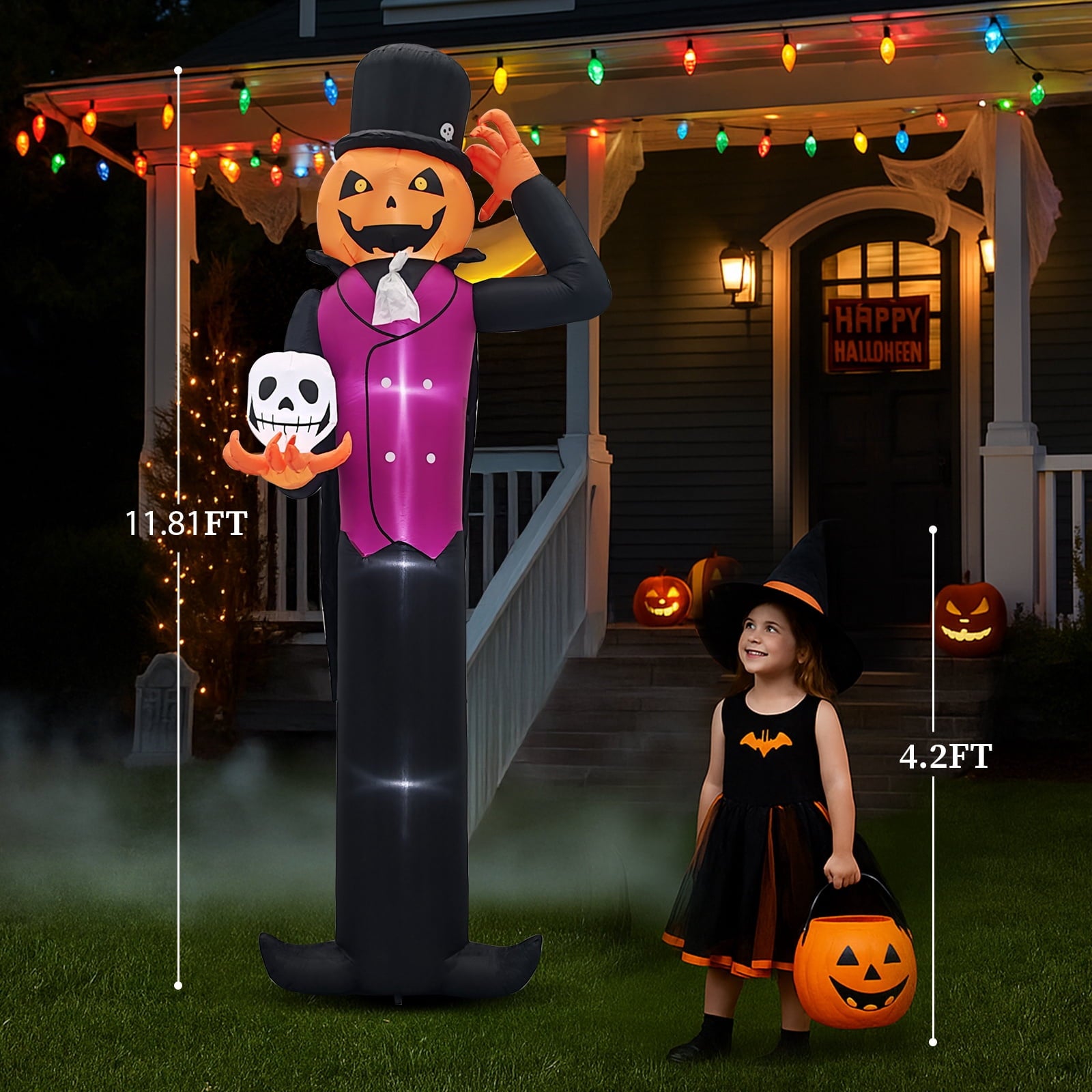 Ktaxon 12' Halloween Inflatables Outdoor Halloween Decoration Giant Pumpkin Man Blow up Decor