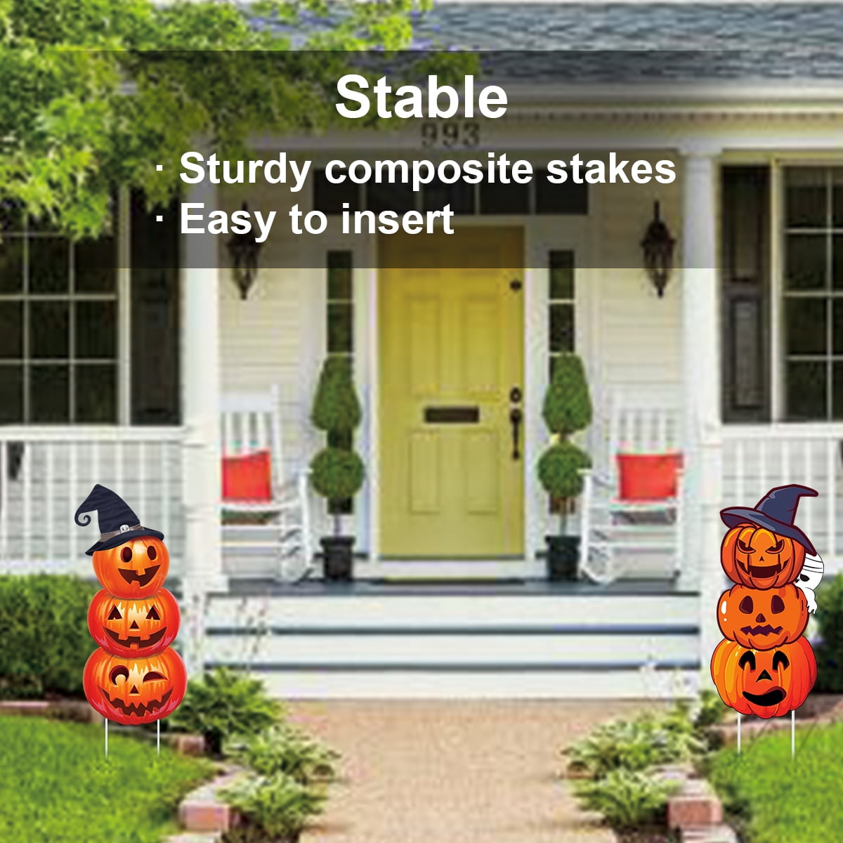 2Sets Halloween Yard Lawn Stakes Cute Pumpkin Yard Sign Vintage for Halloween Garden Decorations Outdoor