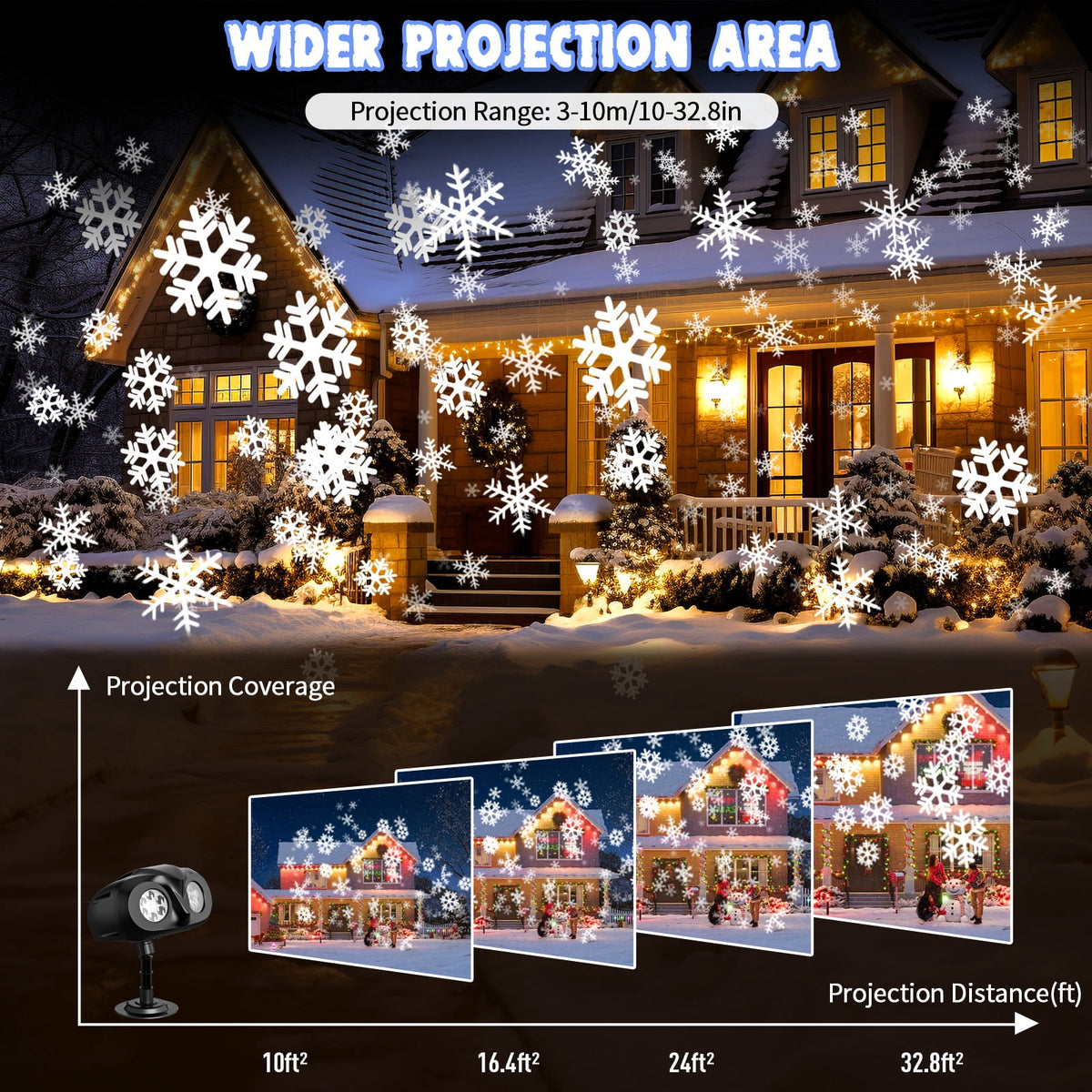 Small Owl Double-Tube Blizzard Projection light, holiday decoration ambient light, Christmas Halloween laser light, light show, waterproof function, indoor home, Christmas gift, wedding