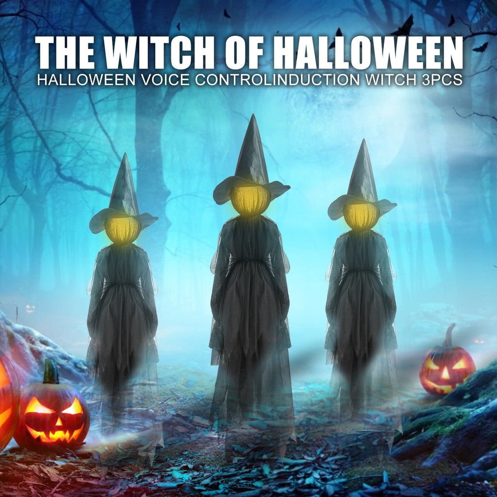 Under $5! Saving! XGFHYJEH Halloween Witch Decorations Outdoor, Light Up Holding Hands Screaming Witches Sound-Activated Sensor with Stakes, Halloween Party Props Scary Decor for Yard Garden