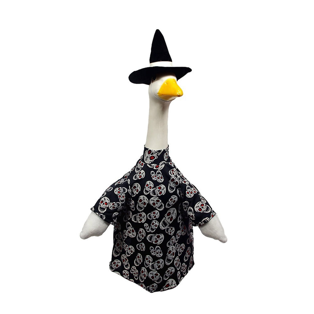 Bat Witch Hat Spiderweb Halloween Goose Clothes Fit 17/23In Cement Plastic Lawn Goose, Stylish Full Set for Outdoor Yard Patio Garden Seasonal Halloween Home Ornamental Arrangement