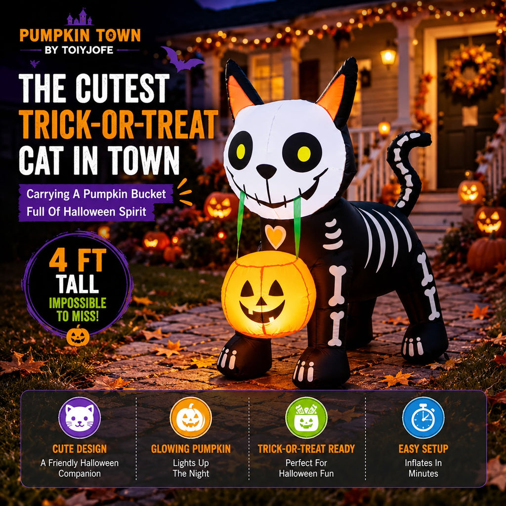 Toiyjofe 5.5 ft Halloween Inflatable Ghost with Pumpkin, LED Lighted Cute Halloween Yard Decoration for Porch, Lawn, Walkway & Party
