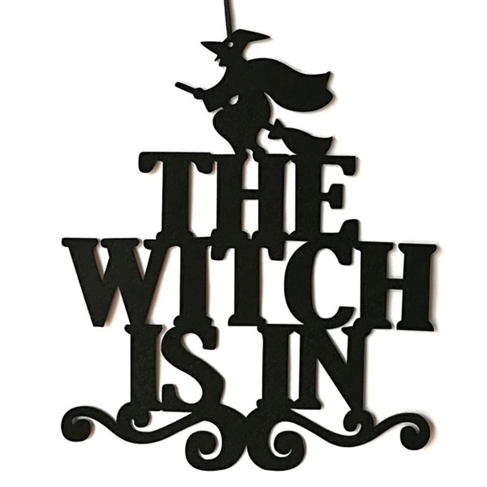 Vikakiooze Halloween Hanging Sign Decorations Non-Woven Trick Or Treat and The Witch is in front Door and Wall Decoration Indoor Outdoor Yard Haunted House Party Supplies,Halloween Decor