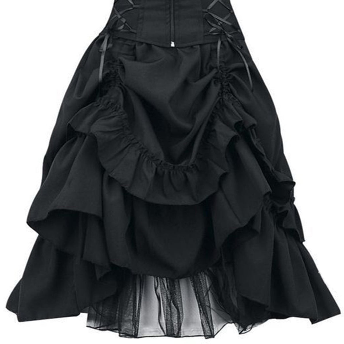 UPPADA Halloween Costumes For Womens Sleeveless Irregular Gothic Dress Ruffle Steampunk Dress Corset Square Neck Layers Dress
