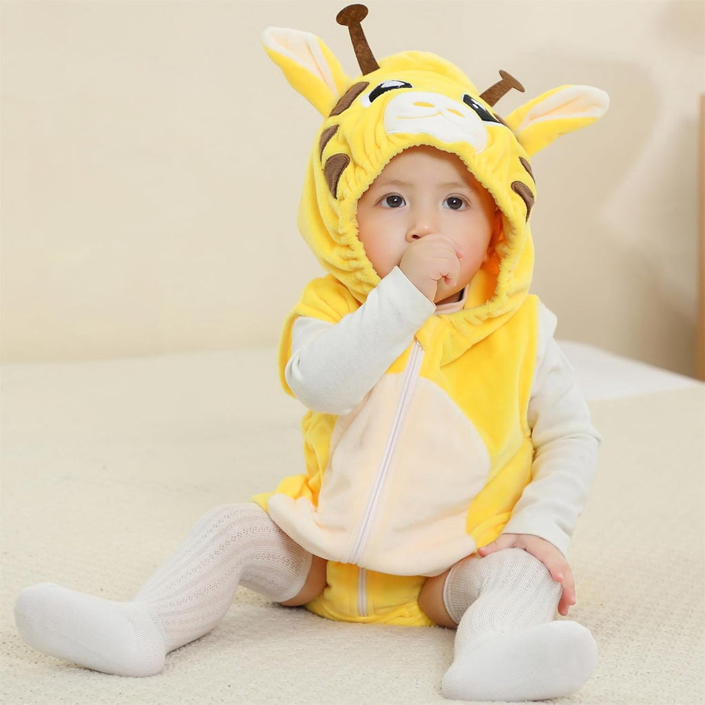 WIBACKER 0-24M Baby Boy Dinosaur Costume for Themed Parties and Halloween, Flannel Hooded Outfit Suit