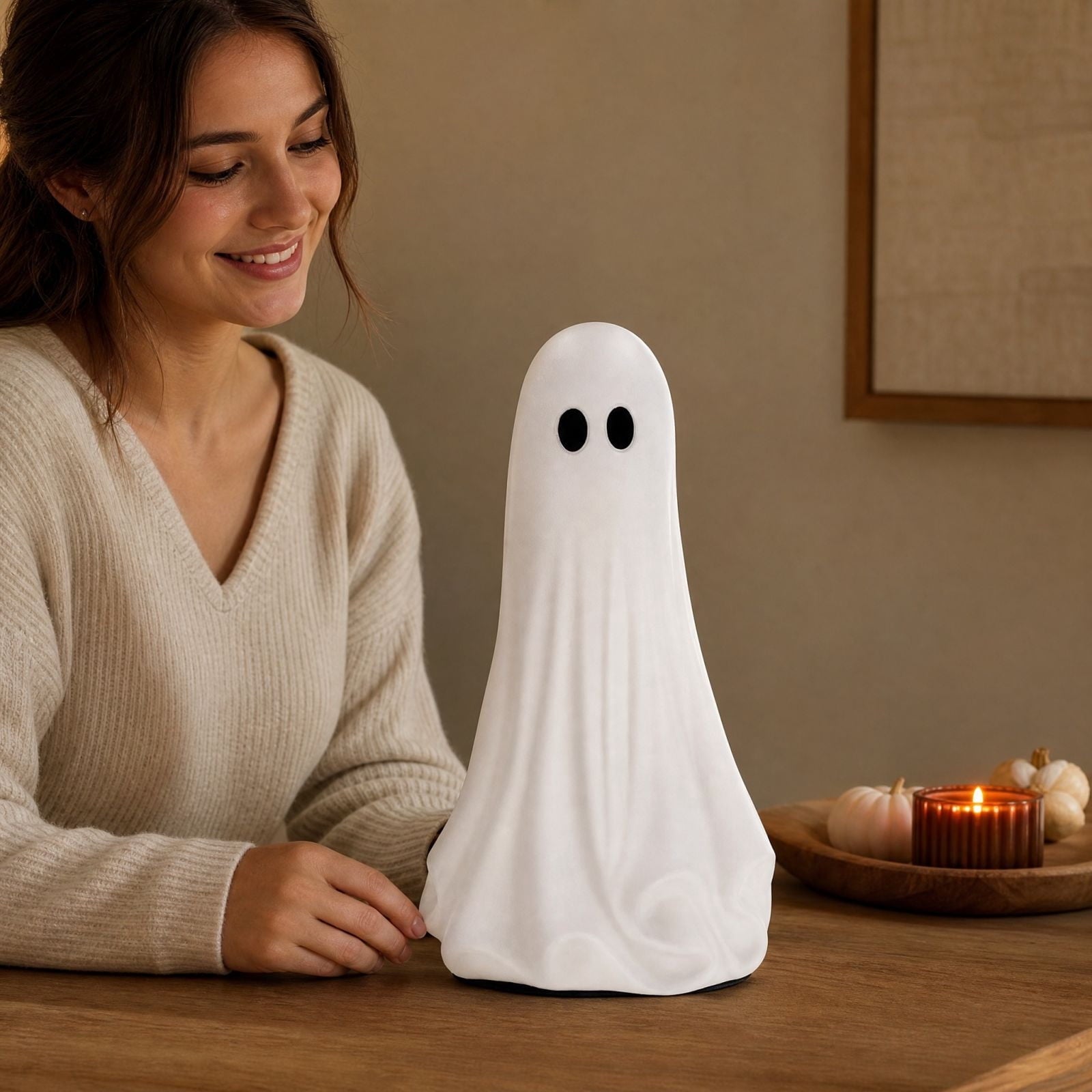 Halloween Ghost Decor 10", Witch Ghost Figurine for Porch Table, 1 Pack