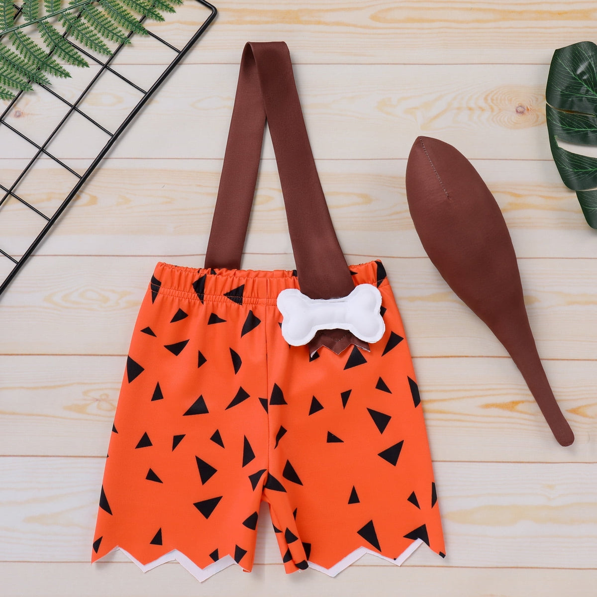 IBTOM CASTLE Kids Caveman Costume Historical Stone Age Birthday Outfits for Toddler Baby Boys Halloween Cosplay Dress up Party Photo Shoot 2-3 Years Orange - Boy