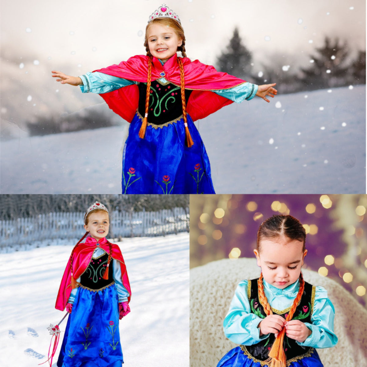 Jurebecia Princess Dress Snow Queen Costume for Girls Birthday Party Halloween Christmas Cosplay Outfit Toddler Kids 120 cm 5-6 Years