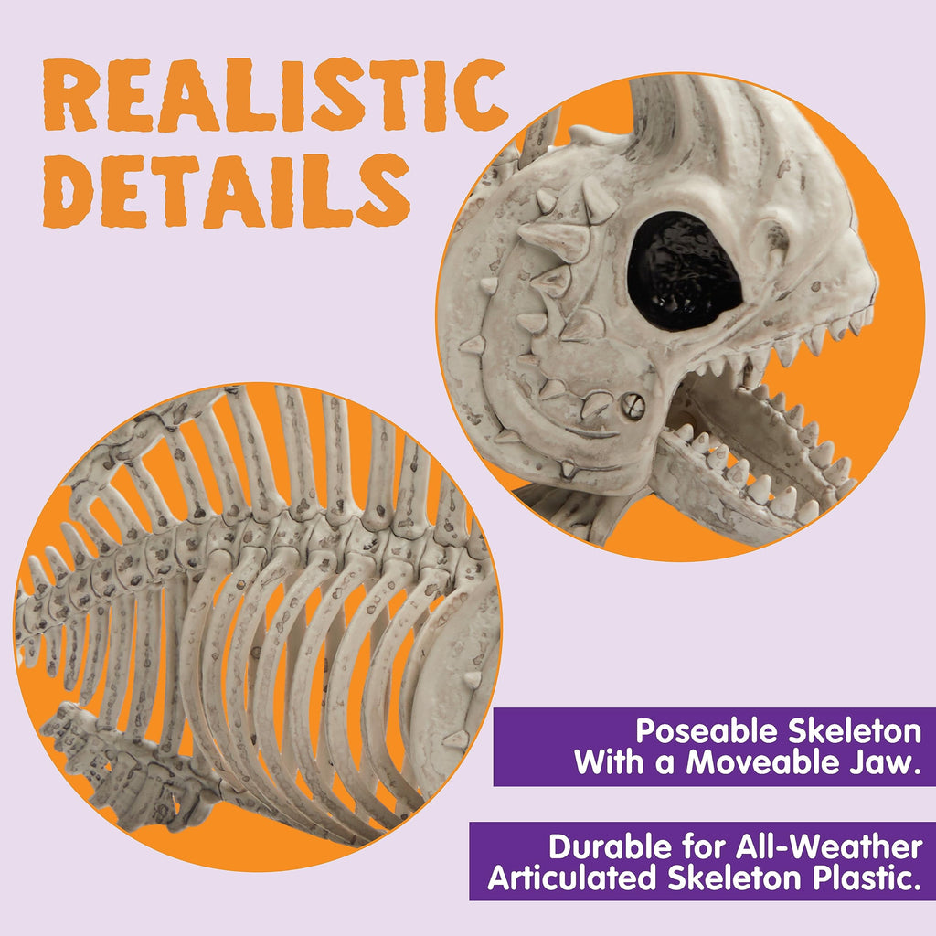 Joyfy Halloween Skeleton Fish Skeleton Halloween Decor,Plastic Skeleton with LED Eye for Halloween Decoration Outdoor Haunted House Party