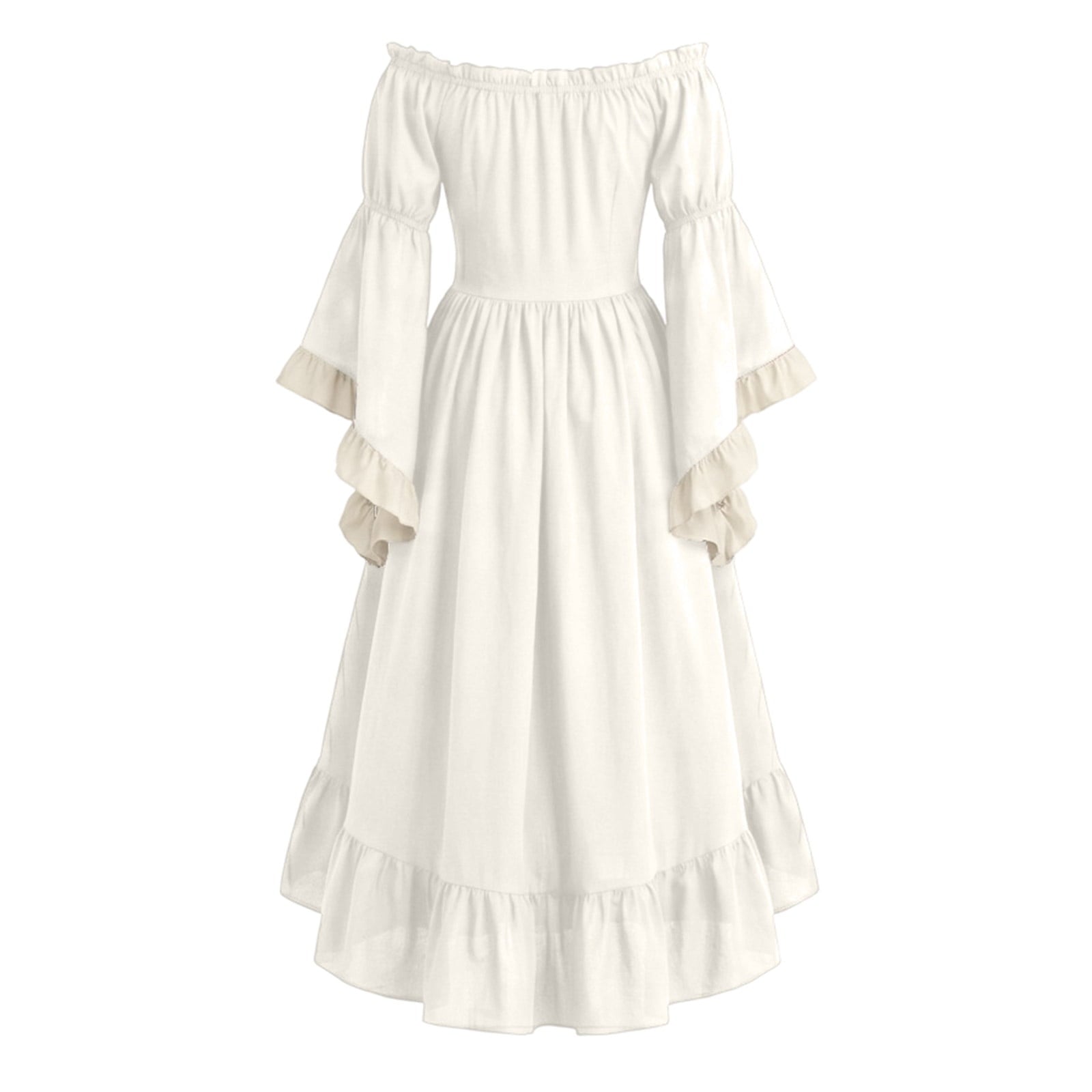 Anmrize Full Length Halloween Dress, Renaissance Faire Outfit, Women Medieval Victorian Gown, Off Shoulder Renaissance Dress, Womens's Medieval Renaissance Costume Cosplay Over Dress, White S