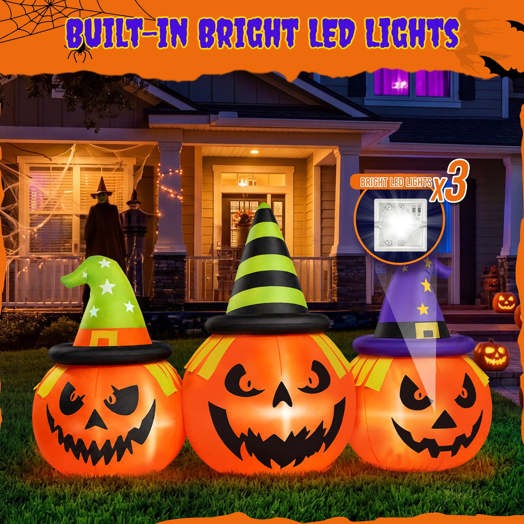 Firstness 6FT Halloween Inflatable Pumpkins Decorations with LED Lights, Halloween Blow Ups Decoration for Home Party