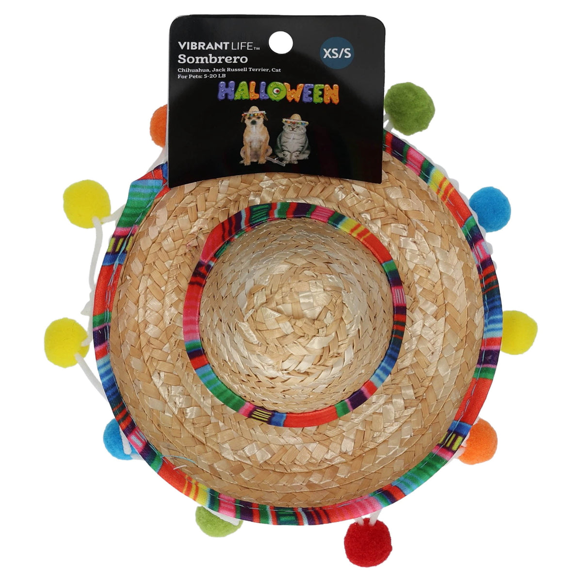 Vibrant Life Halloween Sombrero Hat Costume for Dogs, Multicolor, M/L