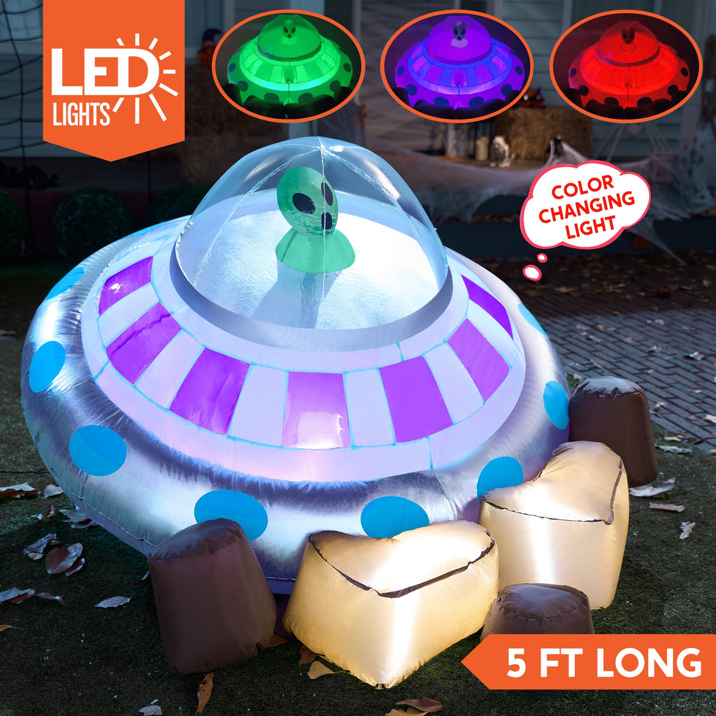 Joyfy 9 ft Halloween Inflatable Giant Alien Decoration with Built-in LEDs,Alien Halloween Decorations Outdoor Blow Up Yard Lawn Decoration
