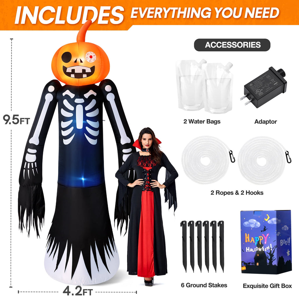 Ayieyill 10FT Halloween Inflatables Blow up LED Giant Red Ghost for Outdoor Halloween Yard Inflatables Garden Yard Lawn
