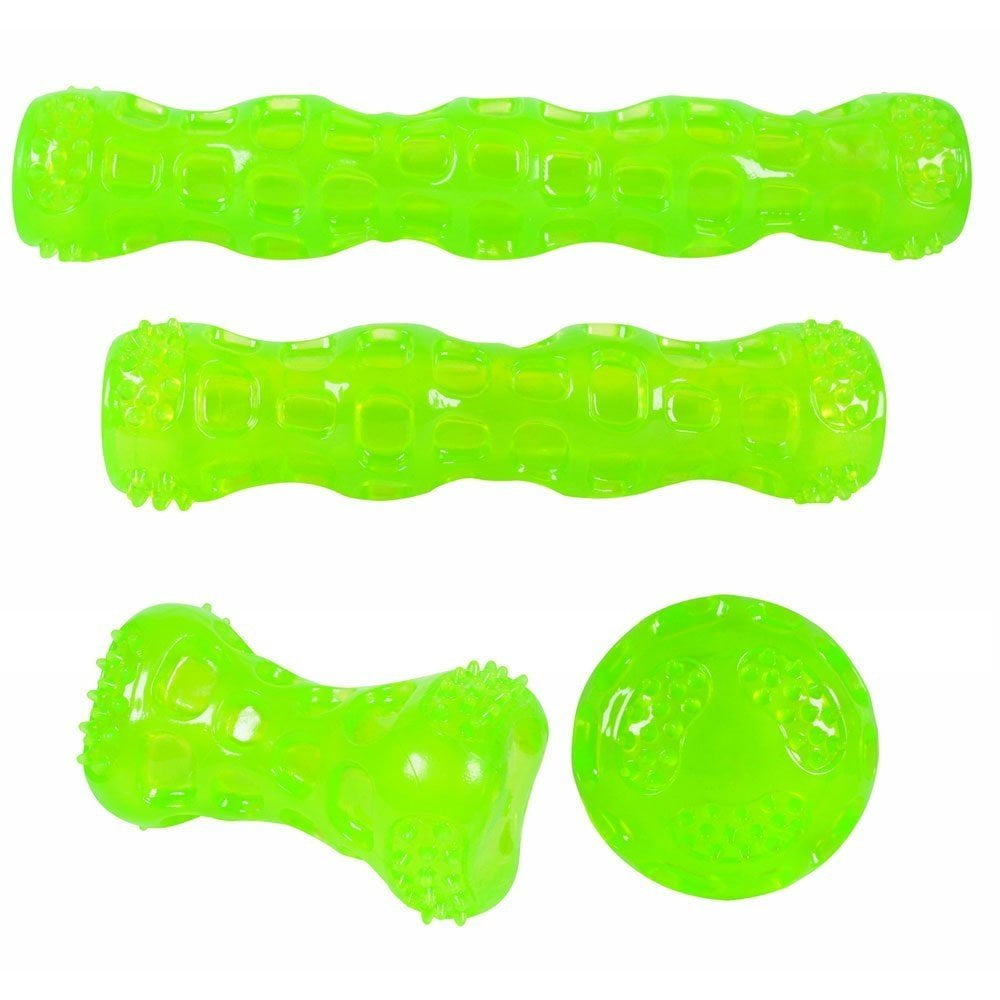 Hyper Pet Dura-Squeaks Durable Non-Toxic TPR Bouncing Super Squeaky Dog Toy, Stick, Green