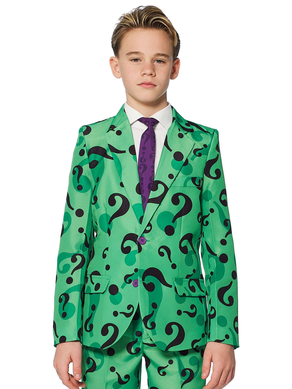 Suitmeister The Riddler Boy's Fancy-Dress with All Over Question Mark Design for Children, Size 4-6