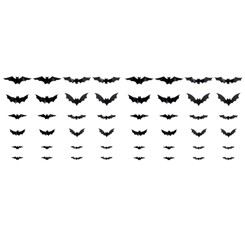 CQHVKQ 60 PCS Halloween Bats Decorations, Realistic 3D LED Bats Wall Stickers Decor, Assorted Size Removable Lighted PVC Bats DIY Wall Sticker for Halloween Party, Bedroom, Home, Indoor and Outdoor