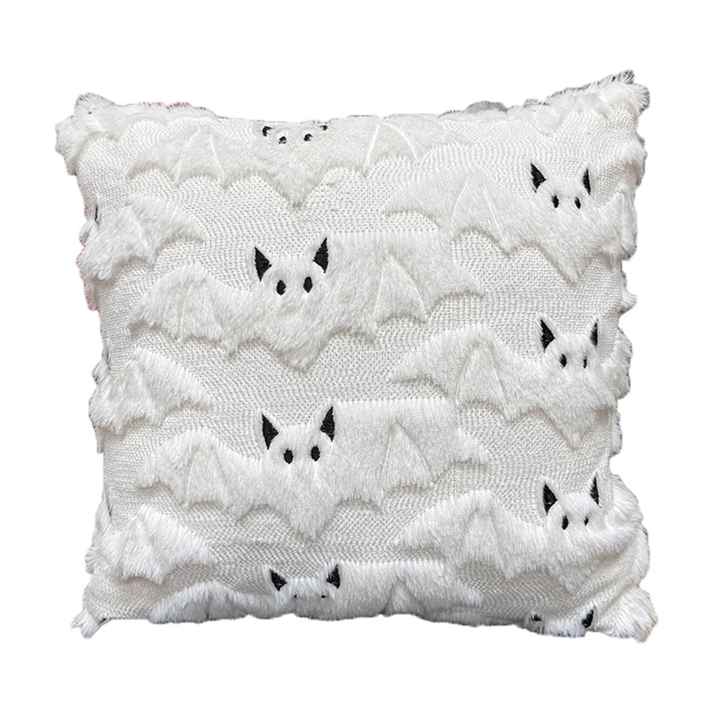 Yeciiwht Halloween Throw Pillow Cover – 18*18inch Embroidered Linen Cushion Case with Ghost, Mummy & Bat Designs, Invisible Zipper, Machine Washable