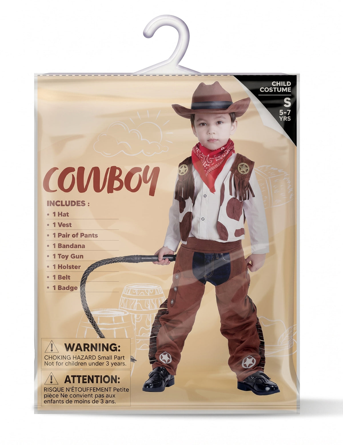 Joyfy Halloween Cowboy Costume for Boys, Kids Cowboy Costume Set, Brown Western Style Cowboy Outfit with Cowboy Hat for Toddler Dress-up Party Cosplay