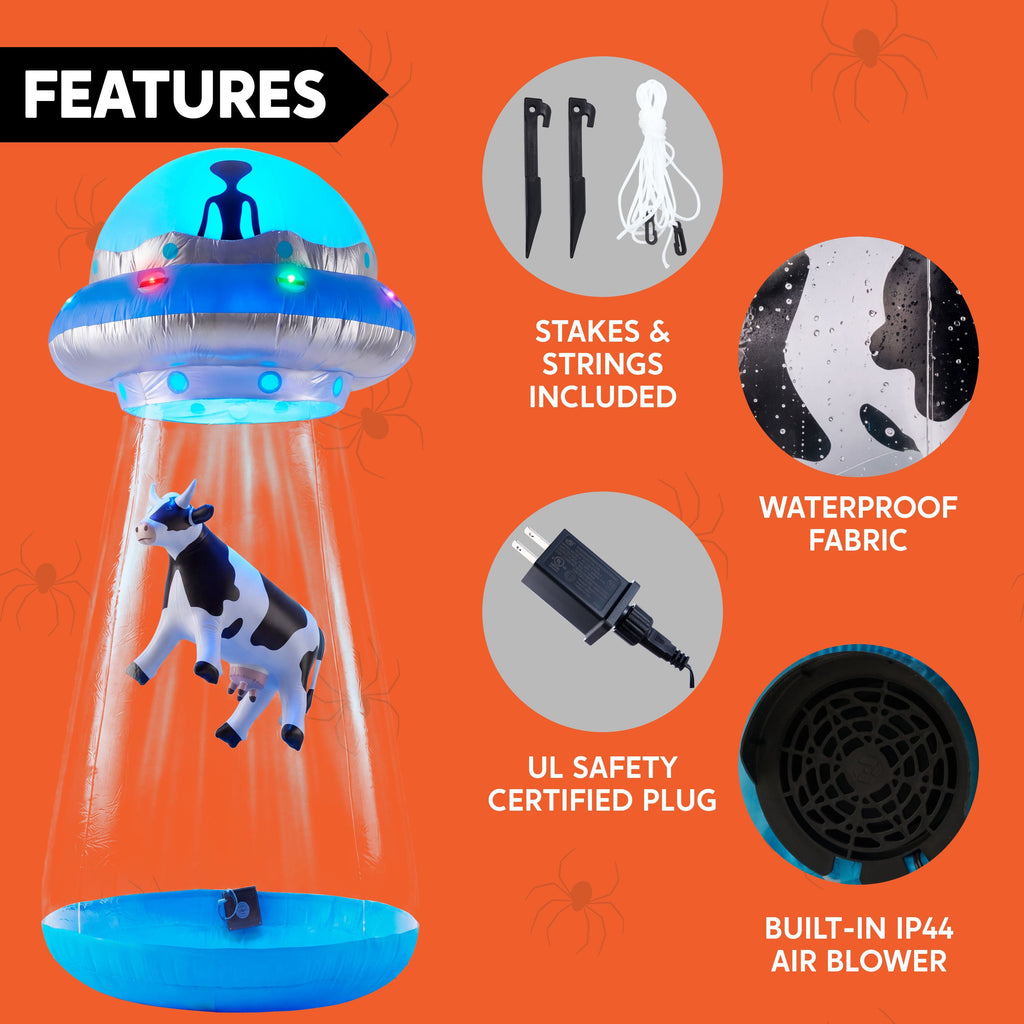 Joyfy 9 ft Halloween Inflatable Giant Alien Decoration with Built-in LEDs,Alien Halloween Decorations Outdoor Blow Up Yard Lawn Decoration