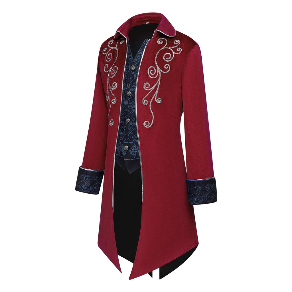 GYQMBT Men Medieval Steampunk Tailcoat Jacket Gothic Victorian Frock Coat Uniform Halloween Party Cosplay Gentleman Costumes, Blue, XL