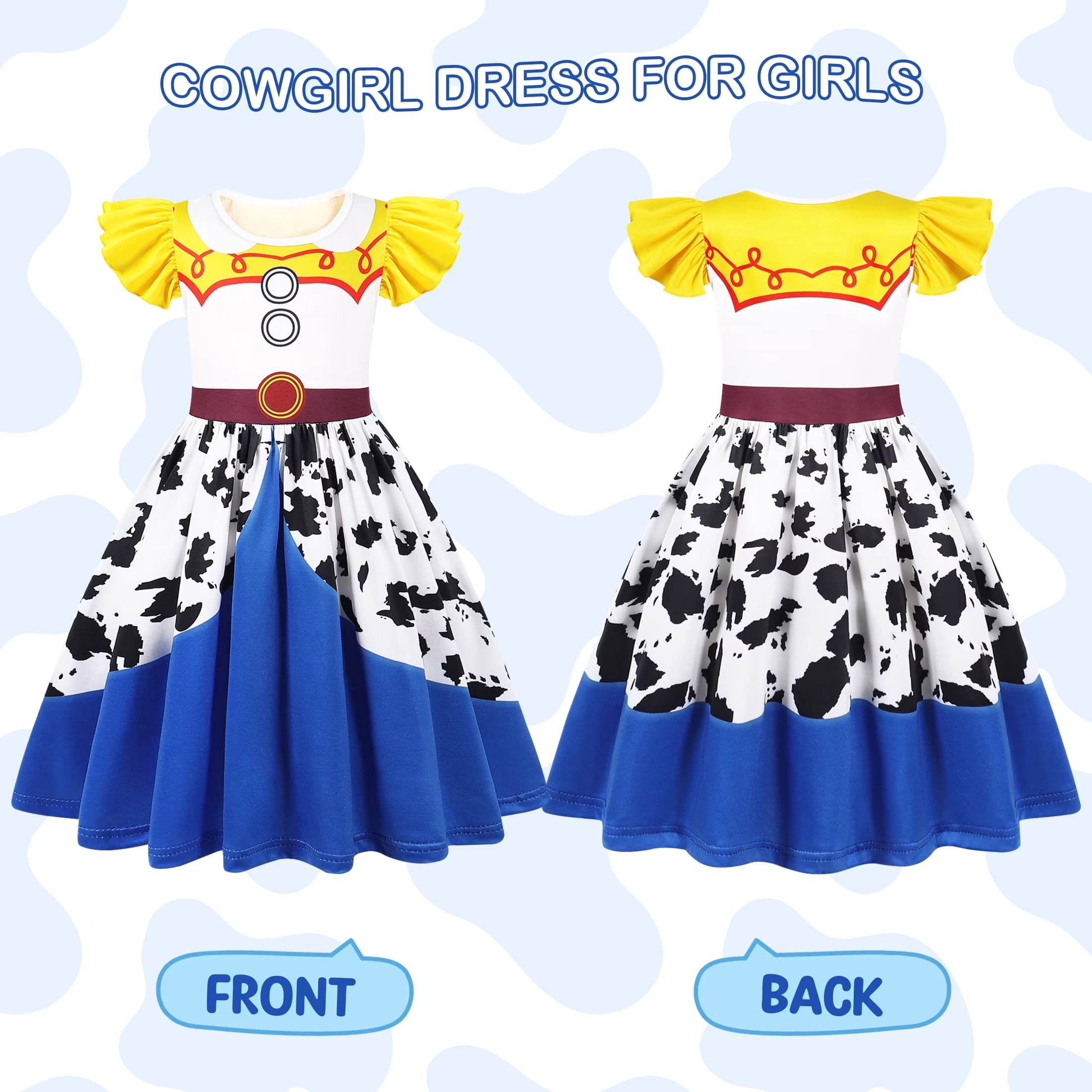 Benylion Girls Cowgirl Costume Summer Dress Toddler Princess Dress up for Kids Birthday Outfits Halloween Role Play Clothes for 3-4 Years