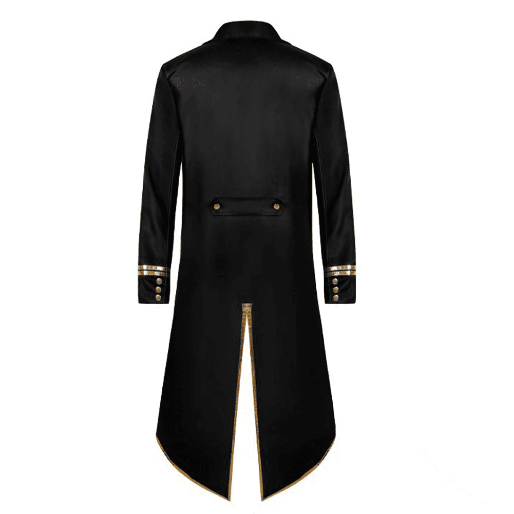 IBTOM CASTLE Men's Steampunk Vintage Tailcoat Jacket Gothic Medieval Victorian Frock Button Down Swallow Coat Uniform L Blue & Gold