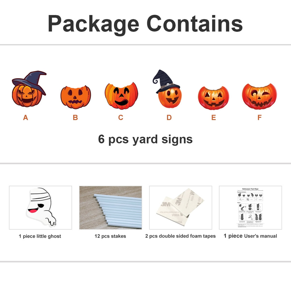 2Sets Halloween Yard Lawn Stakes Cute Pumpkin Yard Sign Vintage for Halloween Garden Decorations Outdoor