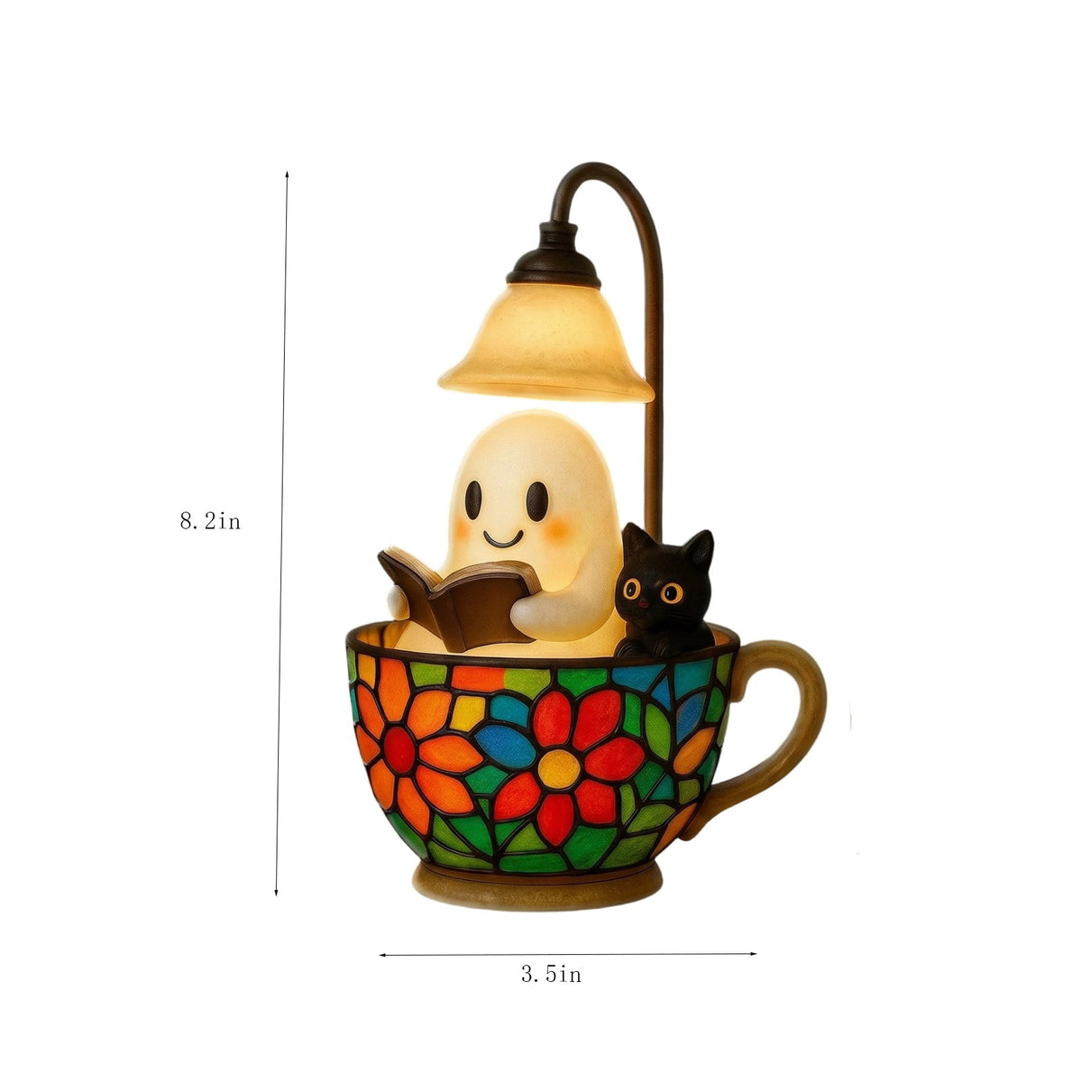 Fwttom Ghost Night Light, Halloween Lights Cute Ghost Reading Book Lamp, Halloween Decorations Indoor Light Up Ghost Statue Ghost Light for House Mantel Bedside