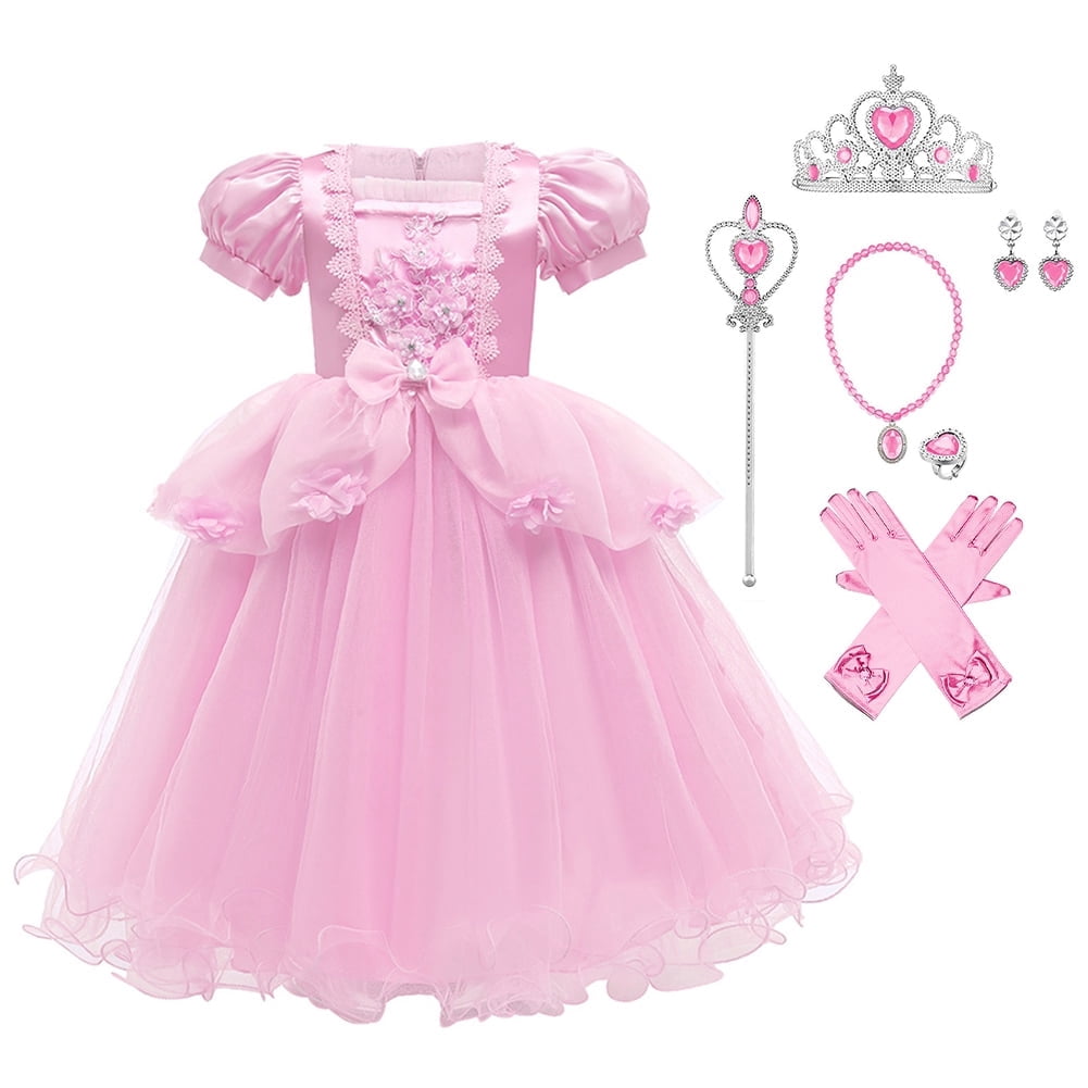 IBTOM CASTLE Little Girls Princess Halloween Cosplay Outfits for Kids Party Fancy Dress up Long Evening Gown 4-5 Years Cinderella Blue