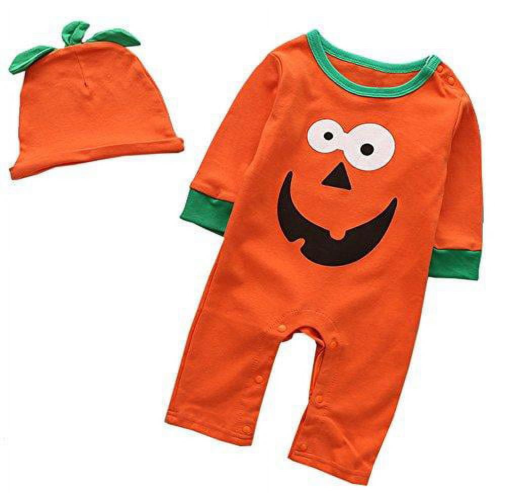stylesilove Little Monster Baby Boy Cotton Long Sleeve Halloween Costume Romper and Hat 2pcs Outfit