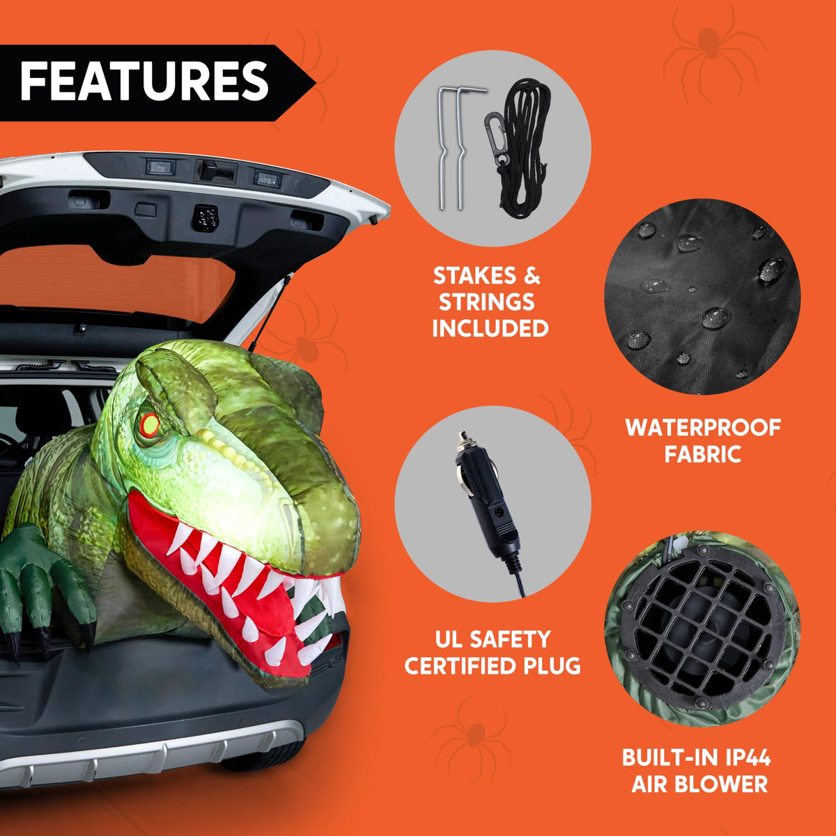 Joyfy 6 FT Halloween Inflatable Haunted Castle Decoration,Trunk or Treat Car Decorations Kit Ghost and Pumpkin with Built-in LED Light for Halloween Party Indoor,Outdoor,Yard,Garden Decor
