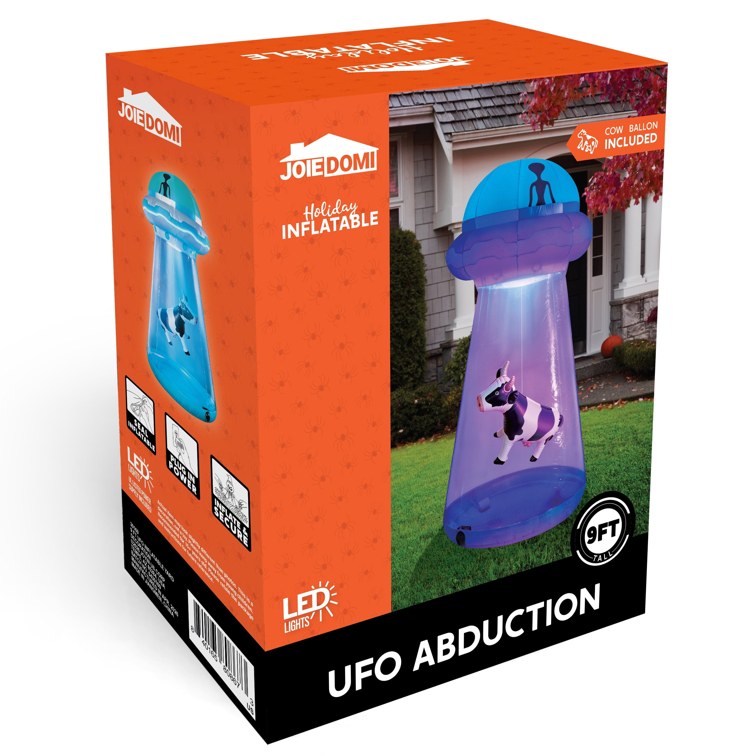 Joyfy 9 ft Halloween Inflatable Giant Alien Decoration with Built-in LEDs,Alien Halloween Decorations Outdoor Blow Up Yard Lawn Decoration