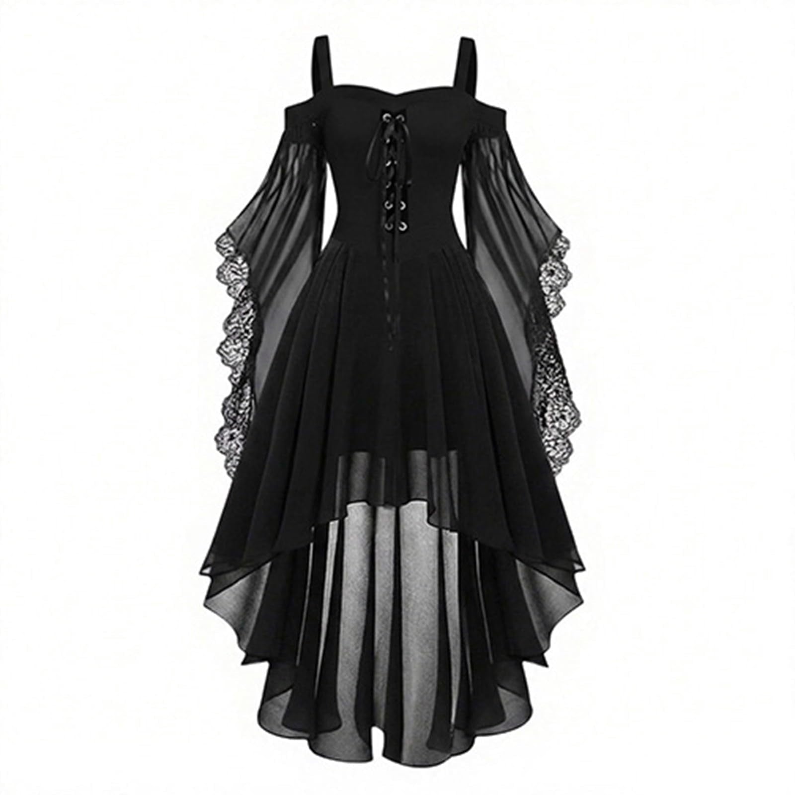 Witch Dress Women 2026 Halloween Costumes Woman Adults Medieval Vampire Butterfly Sleeve Mesh Gothic Outfits Red S
