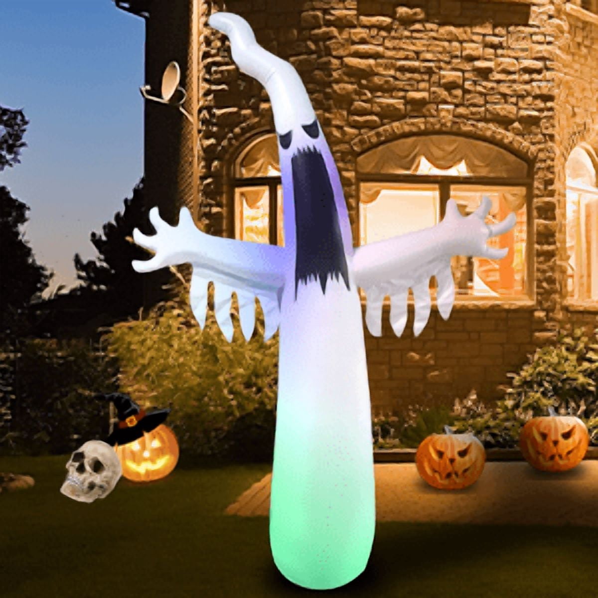 Wick's Outdoor Living/Self Inflatable 7.6FT Inflatable Ghost Halloween Decoration with Lights and Remote