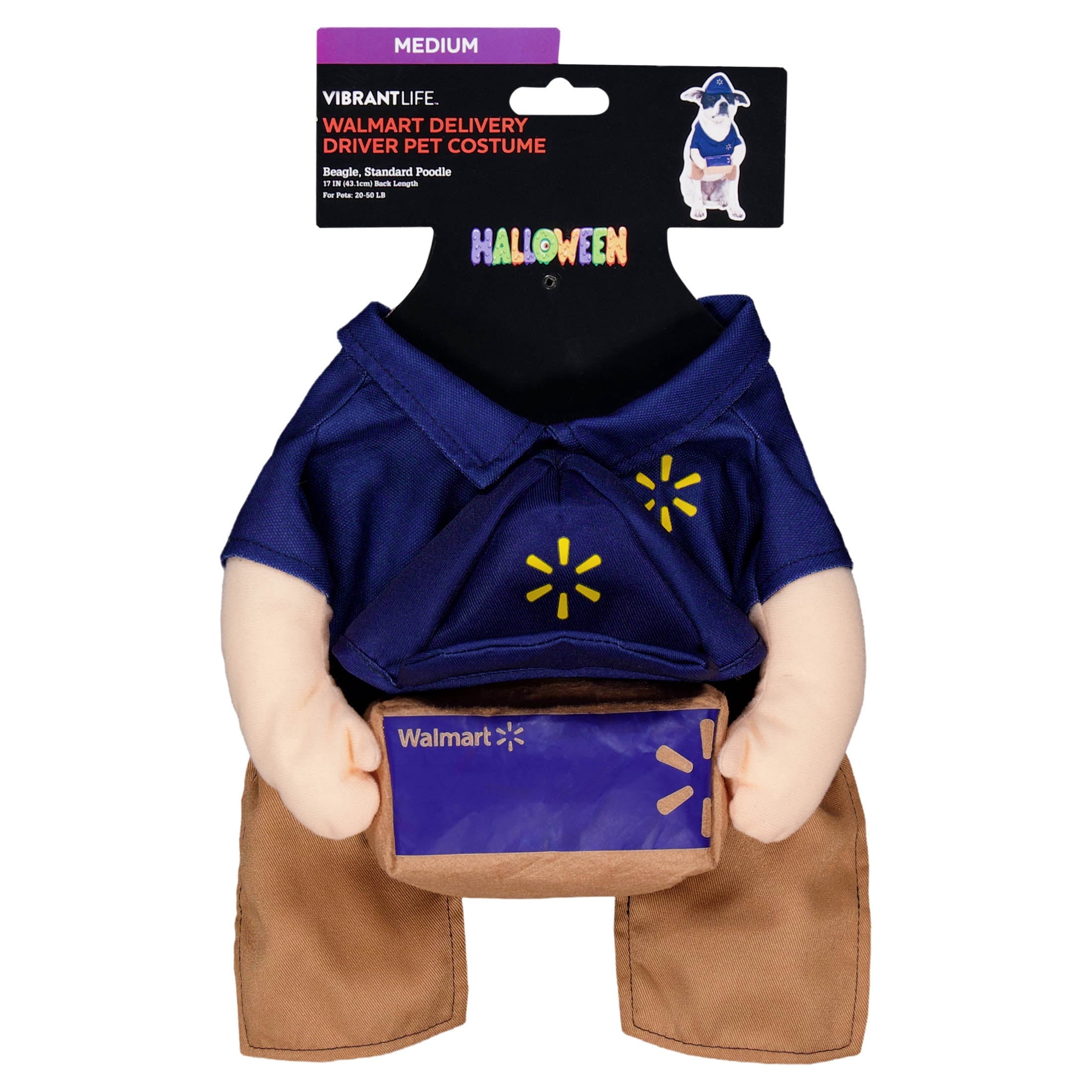 Vibrant Life Halloween Walmart Delivery Driver Costume for Dogs, Multicolor, XL