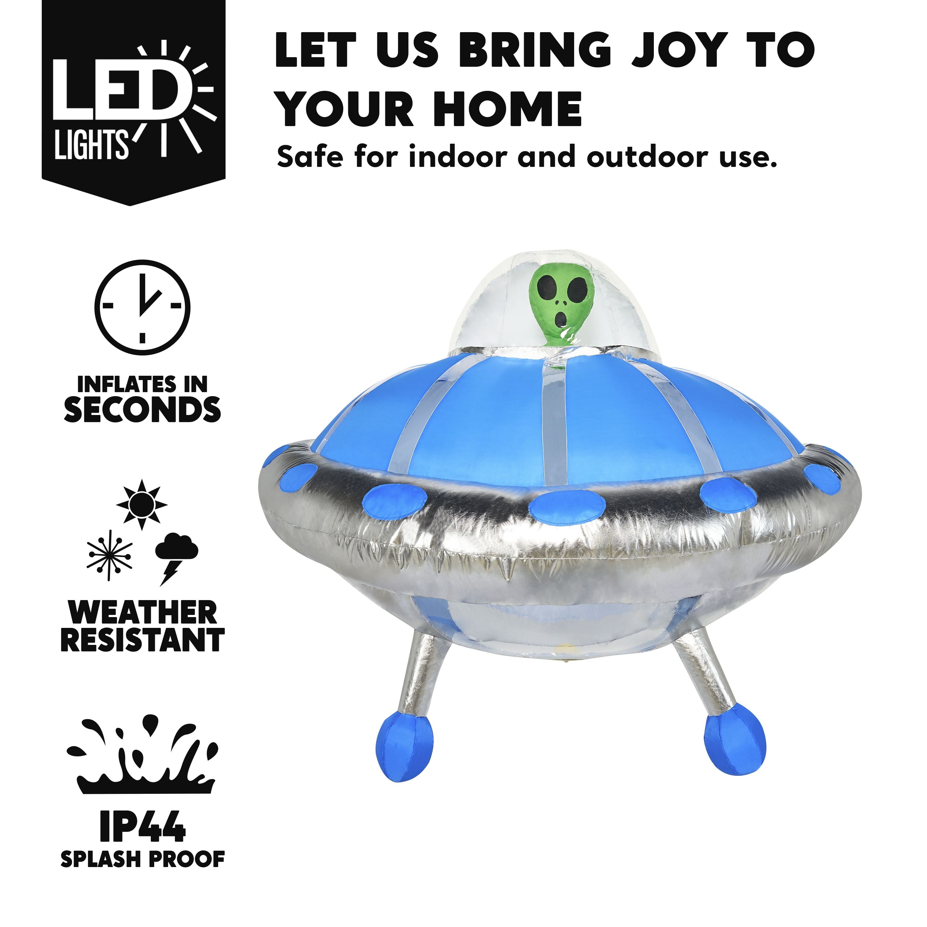 Joyfy 9 ft Halloween Inflatable Giant Alien Decoration with Built-in LEDs,Alien Halloween Decorations Outdoor Blow Up Yard Lawn Decoration