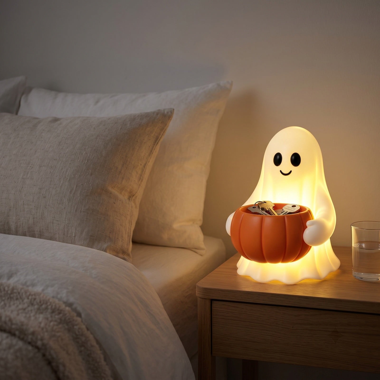 Ghost Bubble Bath LampHalloween Bathroom Decor Gifts Under 20 Bathtub Ghost & Dog Resin Figurine, Warm LED Halloween Tabletop Decor for Bathroom, Bedroom, Kids Room & Fall Home Accent